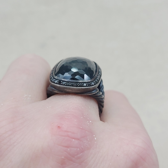 David Yurman Albion Elongated Gray Orchid Ring With Pave Black Diamonds - Picture 6 of 6